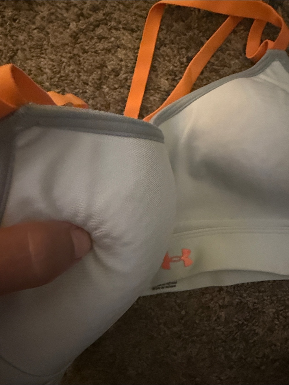Under Armour White Sports Bra with Orange Straps padded - Picture 4 of 5